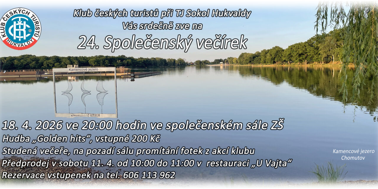 Pozvánka – 24. Společenský večírek 18. dubna 2026